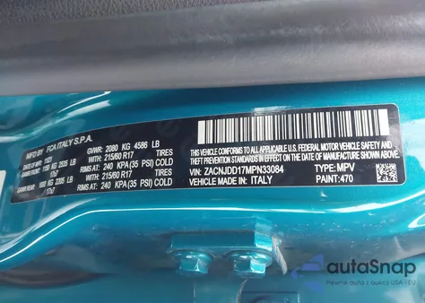 2021 Jeep Renegade Limited 4X4 z USA, uszkodzony, nr VIN ZACNJDD17MPN33084